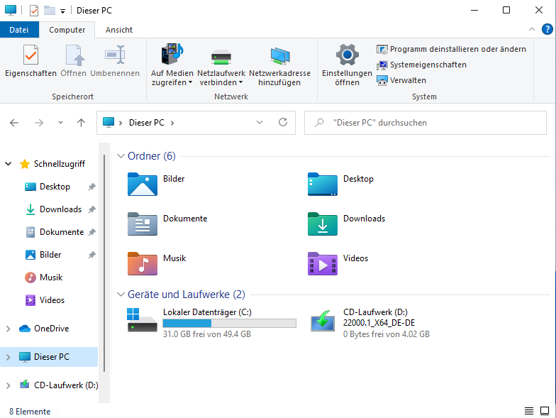 Windows Explorer Ansicht unter Windows 11