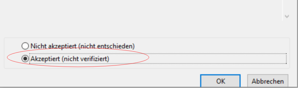 Öffentlichen OpenPGP Schlüssel auf akzeptiert setzen in Thunderbird